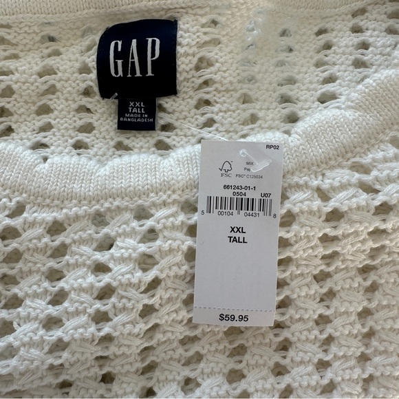 NWT Gap Flutter Sleeve Crochet Sweater Off White Color XXL Tall - Picture 6 of 6